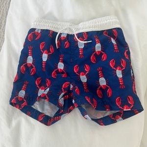 Janie and Jack, lobster print. Cute Fourth of July swim trunks